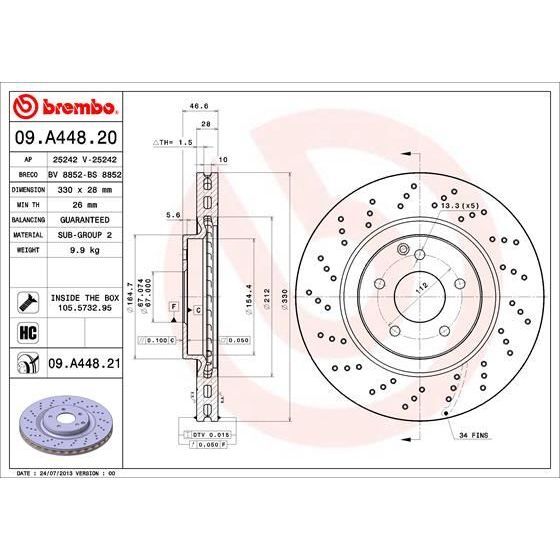 BREMBO ÖN FREN DİSKİ. W203-209-171. C200-220-270. DELİKLİ. (A2034211312)