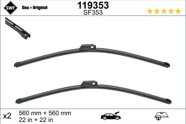 SWF SİLECEK TAKIMI, FLAT BLADE (560+560 MM) MERCEDES C SERİSİ (W203) , CLK SERİSİ 05; 02 > , SPORTCOUPE (CL203) 08; 03 > (A2038201545)
