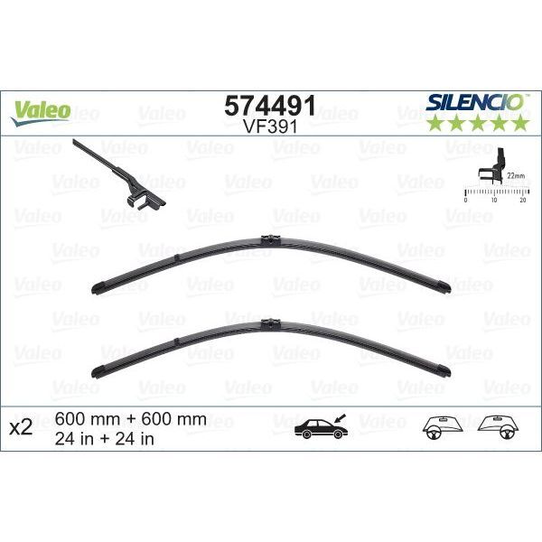 VALEO VALEO SILENCIO X-TRM FLAT BLADE VM391 (X2) (600+600 MM) MERCEDES C CLASS (09 - )