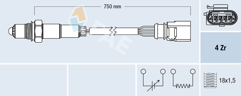 FAE LAMBDA SENSÖRÜ 1.4 TSİ 2015-> ÖN 4 FİŞLİ 75 CM (03C906262AT)