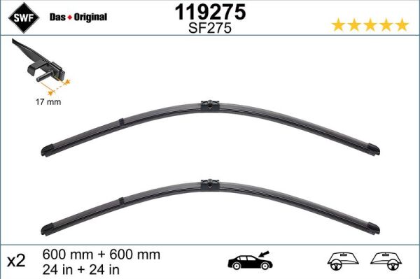 SWF SİLECEK TAKIMI, FLAT BLADE (600+600 MM) MERCEDES C-CLASS (04/07>12/08) (A2048202100)