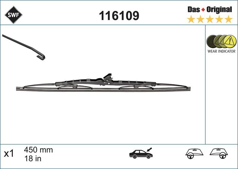 SWF SİLECEK, (450 MM) OPEL CORSA B&C,ASTRA F,TIGRA, VW GOLF2, CADDY (YT) (A6388200645)