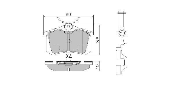 FREMAX ARKA FREN BALATASI. BORA-CADDY-GOLF-JETTA-PASSAT-POLO-VENTO. N3. 172 MM... (1J0698451)