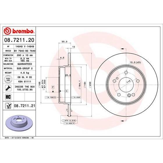 BREMBO FREN DİSKİ ARKA W203/W208/W209/W210 (A2104230612)