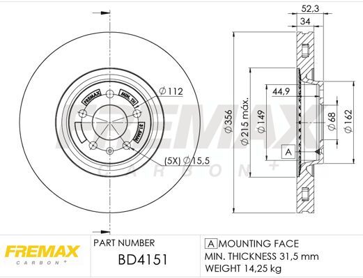 FREMAX ÖN FREN DİSKİ. A6-A7-A8. 2011>… (4G0615301A)