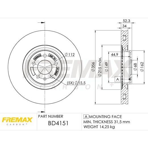 FREMAX ÖN FREN DİSKİ. A6-A7-A8. 2011>… (4G0615301A)