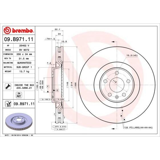 BREMBO FREN DİSKİ ÖN A6/A7/A8 (4G0615301K)