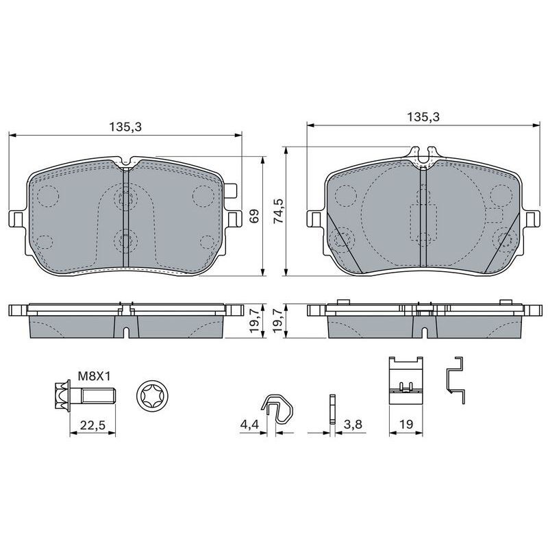 BOSCH FREN BALATASI ÖN W118/W177/W247 (A0004205303)
