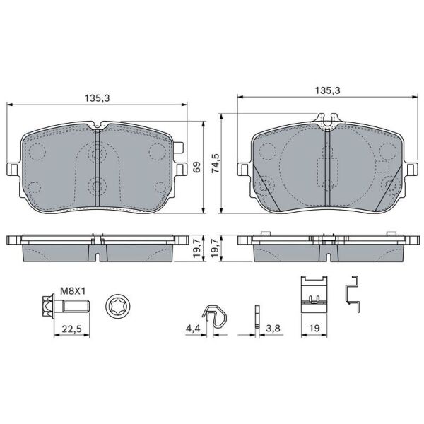 BOSCH FREN BALATASI ÖN W118/W177/W247 (A0004205303)