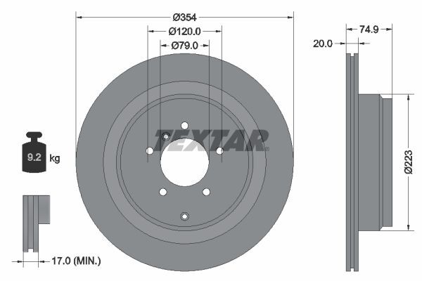 TEXTAR FREN DİSKİ ARKA RANGE ROVER III 02>12 (LR031844)