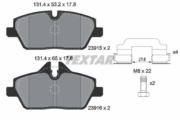 TEXTAR FREN BALATASI ÖN E81-E82-E87-E88-2F45-214D-216I-MINI R55-R56-R57-R58-R59-F54-F55-F56-F57 BM 05-19 (34106884263)