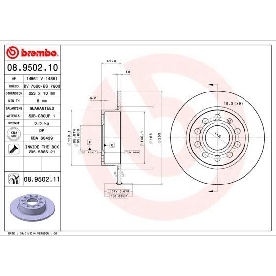 BREMBO FREN DİSKİ ARKA (PRO) GOLF V/JETTA (1K0615601K)